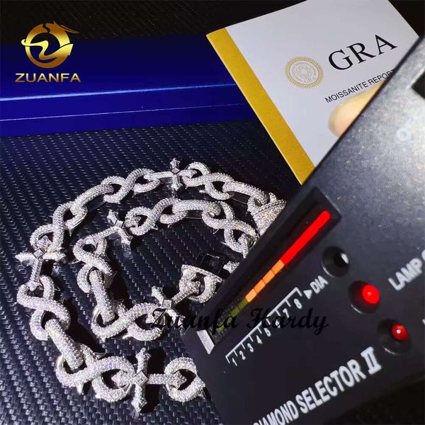 Atacado Pass Diamond Tester Luxury VVS Moissanite Diamond Chain Hip Hop Infinando Casso Casso Charme Moissanite Colares de Link Cublacelocket