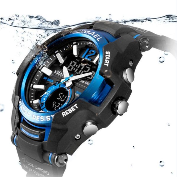 Smael Men Watches Moda Sport Super Cool Quartz LED Watch Digital Watch 50m Water impermeabilizada Relógio do Exército de Mens do Exército 2205317807117