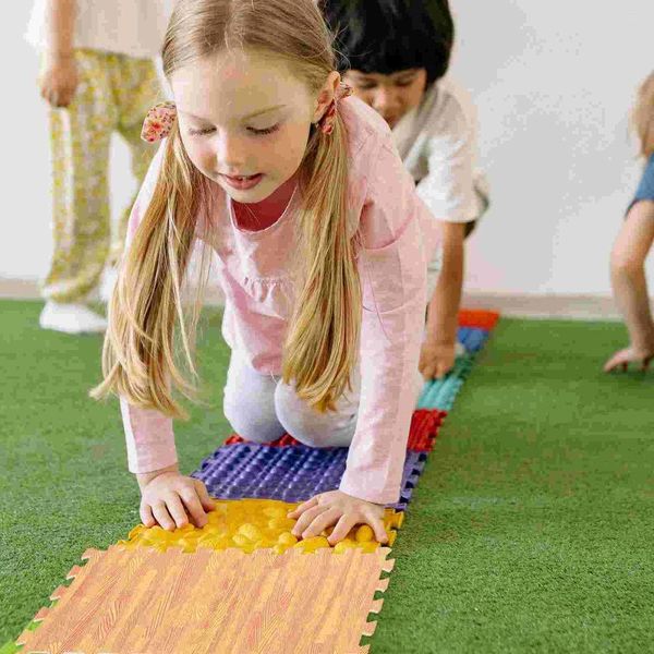 Badmatten 12 PCs Holz Getreideschaum Bodenmatte Kissen ineinandergreifende Spiel Baby spielen Pad Schaum Fitnessstudio Kinder