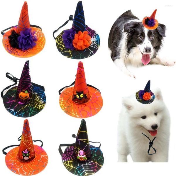 Dog Apparel 10pcs Pumpkin Wizard Halloween Hat Fletume Cap boné decoração de moda para gato pequeno