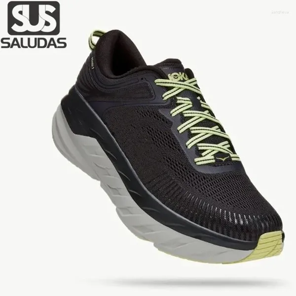 Sapatos casuais saludas bondi 7 estável de corrida, adequado para corredores pesados de malha respirável, pista de luz superior