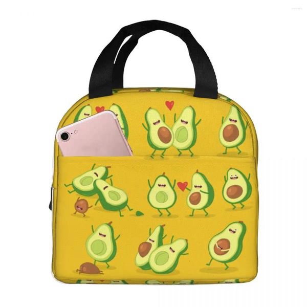 Dinkware Avocado Couple Punch Bag isolato con compartimenti riutilizzabili tote manico portatile per bambini Picnic Work School