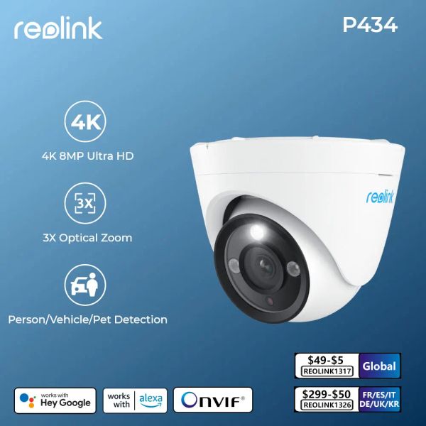 Kameras Reolink 4K POE -Überwachungskamera 3x Zoom Outdoor 8MP IP Cam Smart AI Person/Car/Pet Detection Home Schutzüberwachung Überwachung Kameras