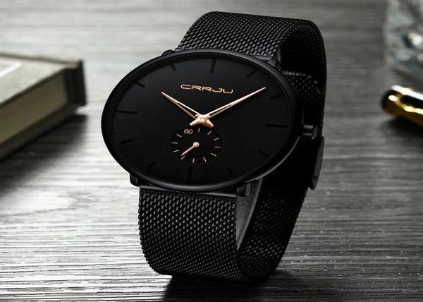 2021 Top Brand Fashion Mens Quartz Watch Crrju Luxury Watches Men Casual Slim Steel Tawraney Sport Sport Birstech Relogio Mascu7333369