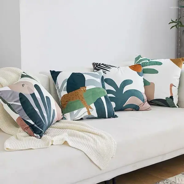 Pillow Ins Abstract Plants Cover Decorations for Home Ornament Happy Year Christmas Decor 2024