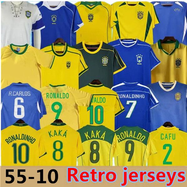 Brasil Retro Soccer Maglie Ronaldo 1957 85 88 91 93 94 98 00 02 04 06 10 Ronaldinho Kaka R. Carlos Camisa de Futebol Brasile camicia da calcio Rivaldo classico Vintage Jersey Jersey