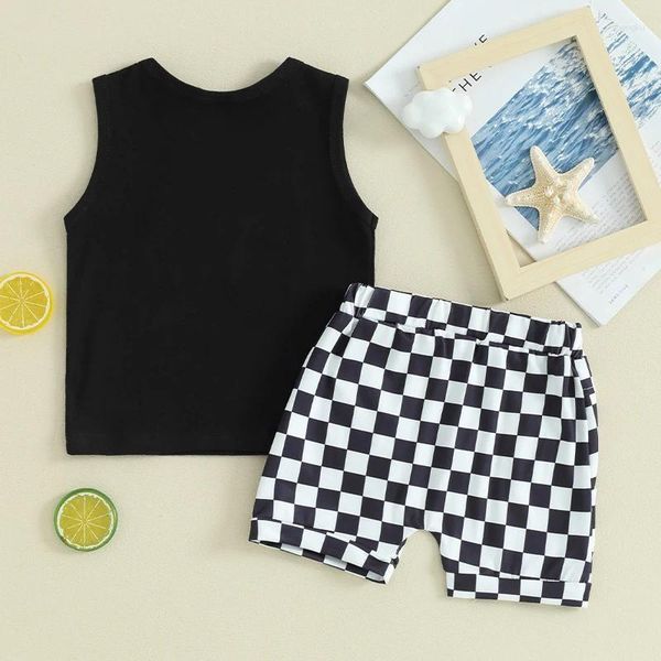 Bekleidungssets Kleinkindjungen Sommer -Outfits Brief Autowart PRINT HEIGERNAKT TUNKTIPS UND KREGERBOARD ELASTIGE TAYSHERSHERS 2 PCS -Kleidung Set