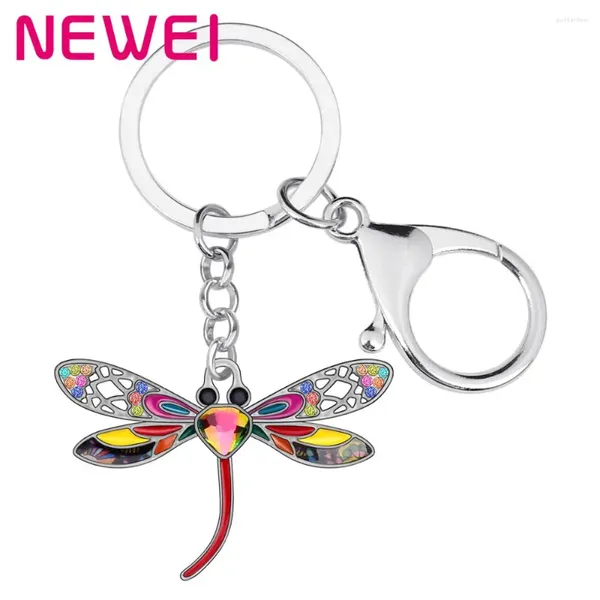 Schlüsselanhänger Ei Emaille Legierung Strass und Dragonfly Schlüsselkette Ringautos Tasche Zauberschmuck für Frauen Mädchen Teen Dekoration Geschenk