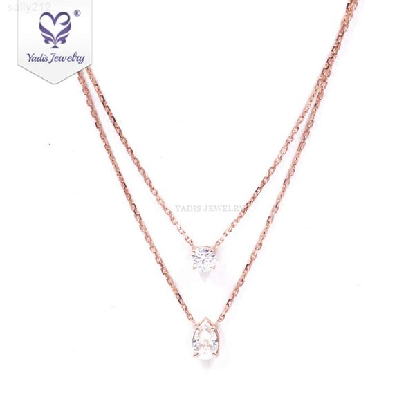 Yadis Schmuck 10k 14k 18k fest Roségold Birne Crushed Ice Cut 6*9mm Diamant def Vvs1 Anhänger Halskette