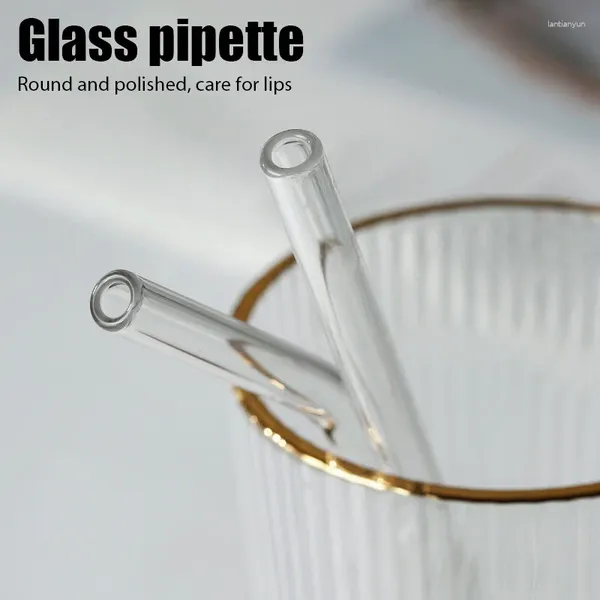 Conseguir canudos de palha de vidro transparente reutilizável Rietjes cotovelo de vinho paille acessórios de bar de alta temperatura