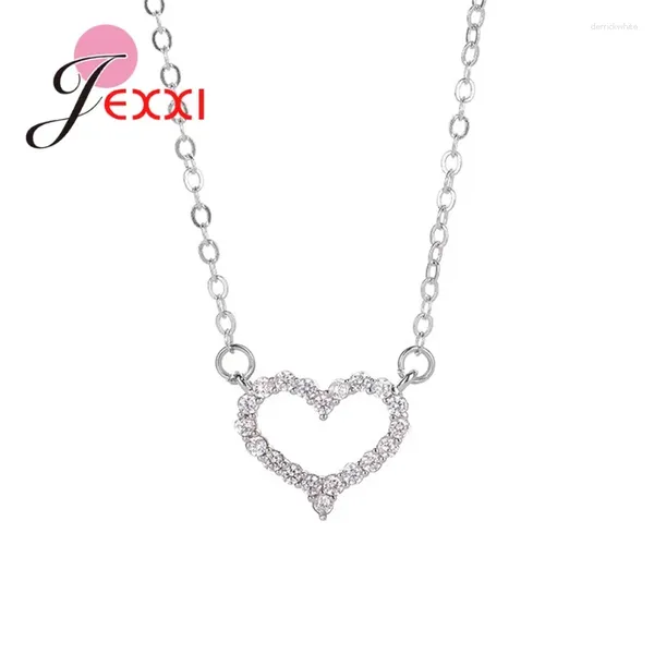 Collezione di collane a ciondolo autentico 925 Sterling Silver Heart Pattern for Women Girls Wedding Jewelry Accessorio
