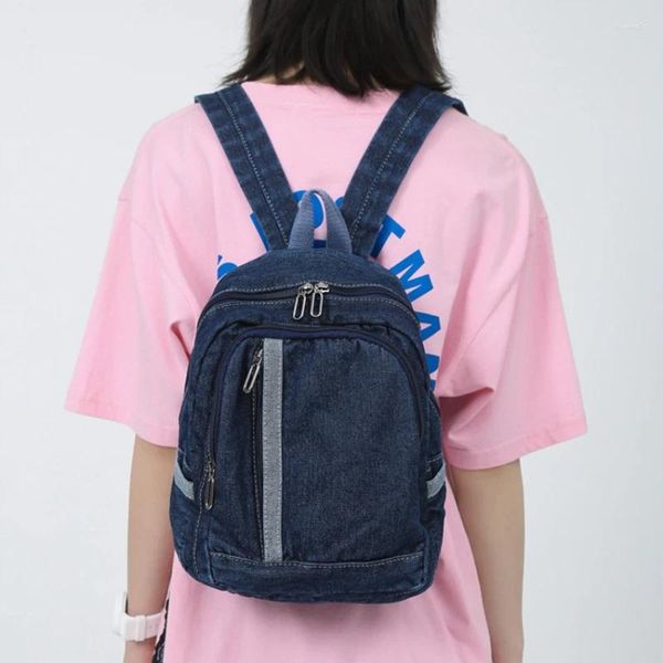 Backpack Women Denim Small Smits for Travel Bag Teenage Girls in Backpacks Vintage College Fashion Moda Solid Color Mochilas