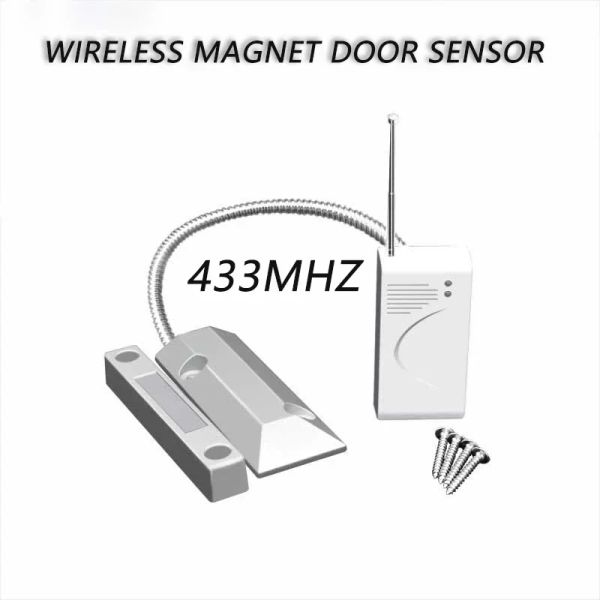 Sensor de porta de metal sem fio do detector 433MHz Alarme de segurança do ímã da porta ao ar livre à prova d'água para o sistema de alarme para roubo em casa