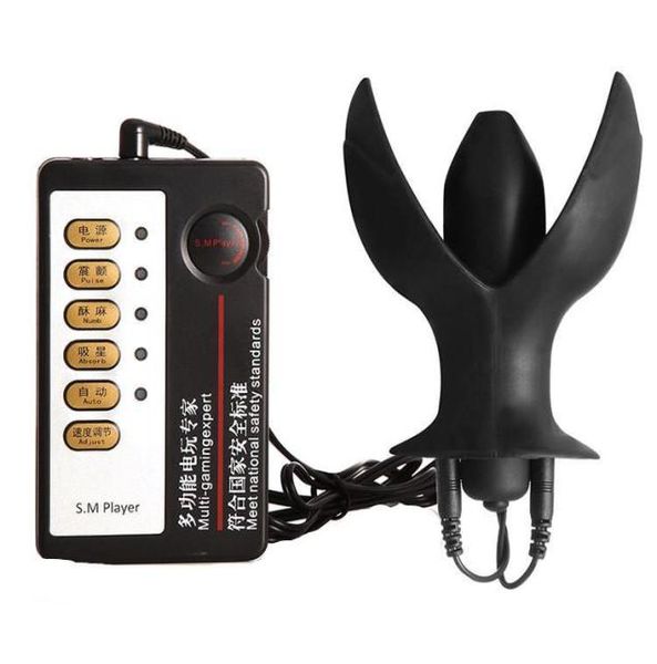 Massageador de choque elétrico Massageador de silicone buraco de silicone Plug Estimação BDSM Bondage Torture Torture Torture Brinquedos sexuais adultos para homens Mulheres 3698656