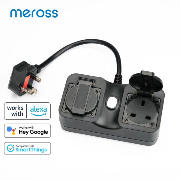 Заглушки Smart Wi -Fi Outdoor Plug/Socket Wlan Smart Outlets UK Plug Plug Plug Waterber Waterpoper Alexa Google Assistant и SmartThings Meross