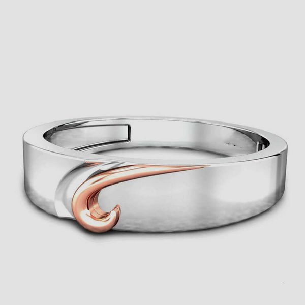 Gioielli con anelli nuziali a due toni Moire Forma 9ct rosa in oro solido e anello d'argento per uomini