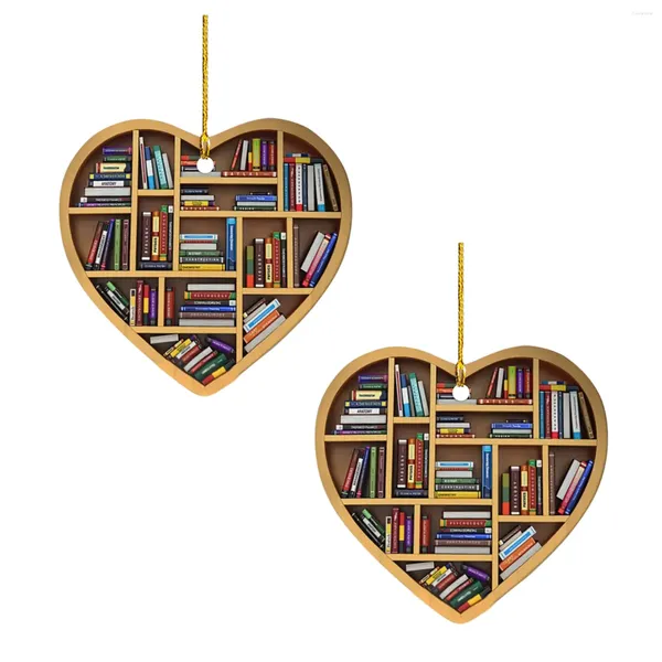 Estatuetas decorativas 2pcs Livros amantes do coração Bibliotecária Ornamento de ornamento para seu amante Decoração de parede acrílica de lareira