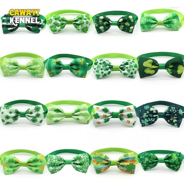 Dog Apparel Cawayi Kennel 5/10 PCs/Set Small Patrick Day Tie Bow Clover Puppy Supplies Pet Bowtie Dogs Cats Brooming