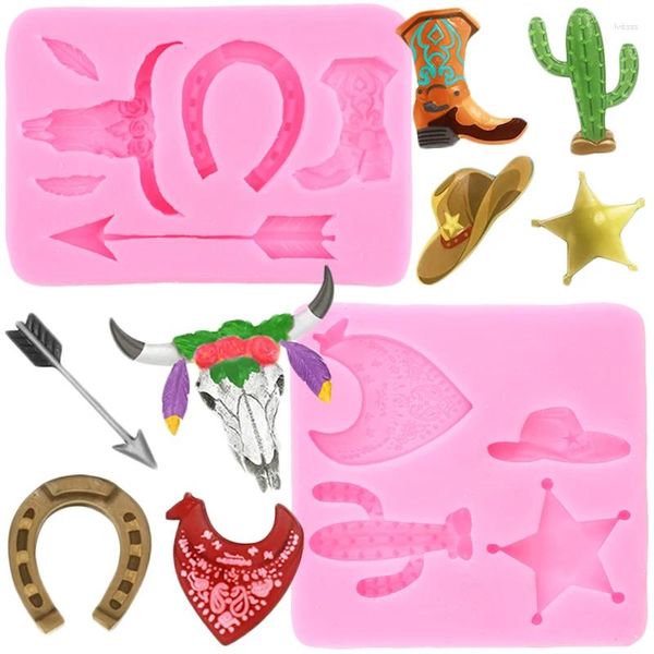 Backformen Bullenkopf Silikonformen Feder Pfeil Stiefel Start Stern Hufeisen Huf Fondant Schimmelplatte Columy Cupcake Topper Kuchen Dekoration