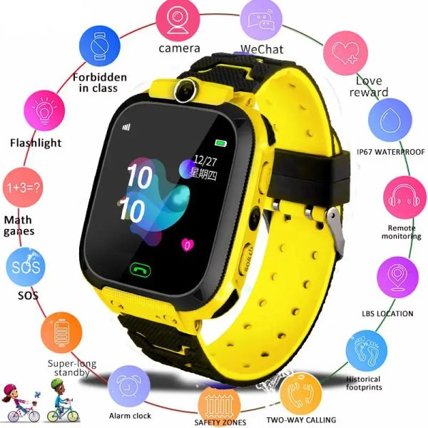 Armbänder Q12 Kinder Smart Watch SOS Telefonanruf Einsatzkarte 2G wasserdichte Remote -GPS -Locator Kinder Smart Watch Android iOS Geschenk für Jungen