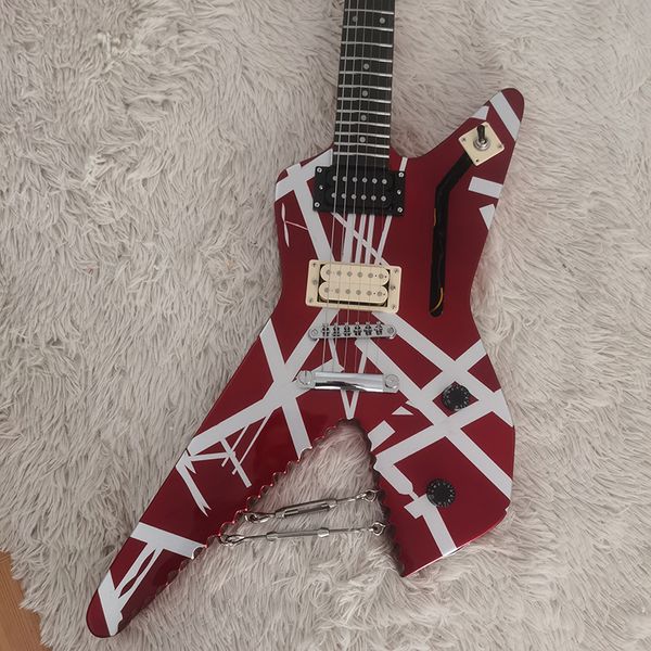 Van Halen handgefertigte traditionelle Gitarre, gezackten Körper, Doppelkette, Körper, Spindelstock mit Linien, auf Lagerbestand