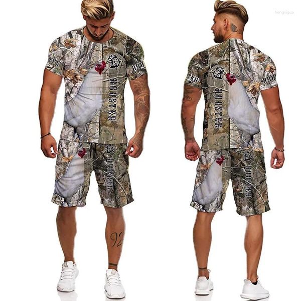 Мужские спортивные костюмы летние футболки подходят для модных писем 3d печатные футболки с короткометражным шорт-шорт