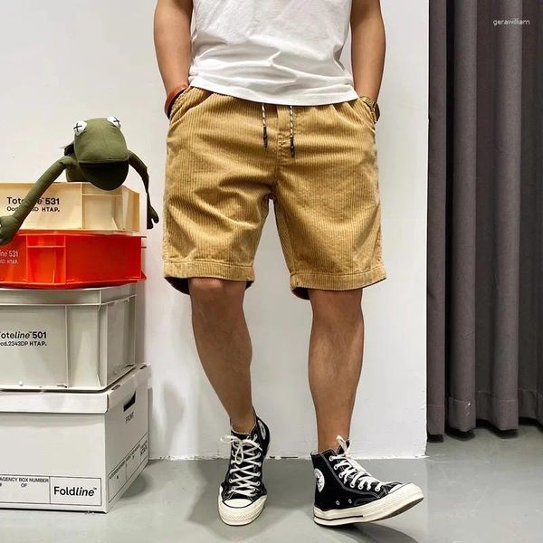 Frauenhose Hochwertiges Cord -Cord -Baumwoll -Quartal für Männer Festkörper -Khaki -Fracht -Sommer -Shorts Hip Hop Knie Länge Harajuku Clohting