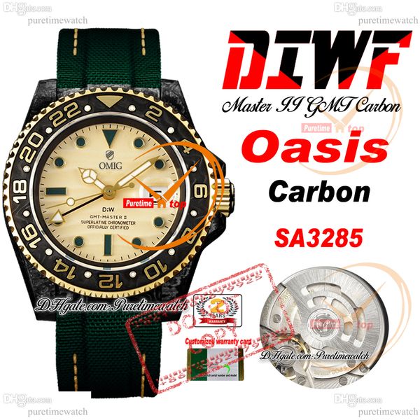 Oasis de carbono SA3285 Mens automáticos relógios diwf v2 Dial amarelo Dial verde Strap Super Edição Mesmo cartão serial Puretime Relloj Hombre Montre Hommes Ptrx