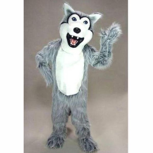 2024 Halloween Grey Wolf Husky Maskottchen Kostüm Custom Fancy Kostüm Anime Maskottchen Thema Kostüm Carnival Kostum