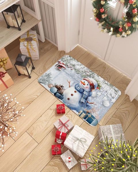Teppiche Weihnachten Schneeflocken Schneemann Holly Tannen Türmat Home Dekoration Teppich Navidad Oramentjahr Geschenke Weihnachtsmatte Teppich Matte