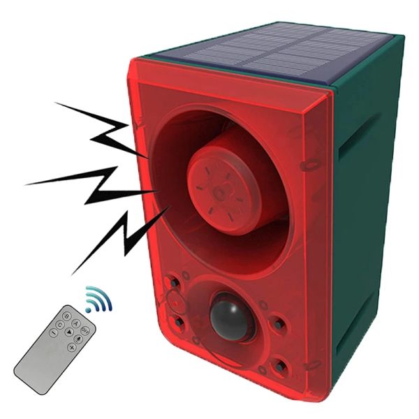 Dedektör Dış Mekan Güneş Hareket Sensörü Uzaktan Kumanda Alarmı, 130dB Ses Işık Alarm Sireni Ses Alarm Güvenlik Alarm Sistemi