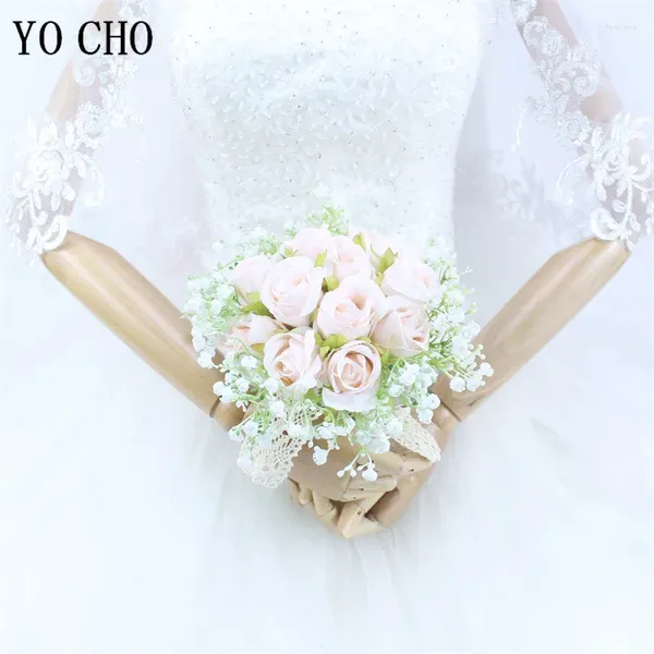 Fiori del matrimonio Rosa artificiale Babysborth Bridal Bridesmaid Flower Bouquet Fallo Gypsophila Holding Supplies Decoration