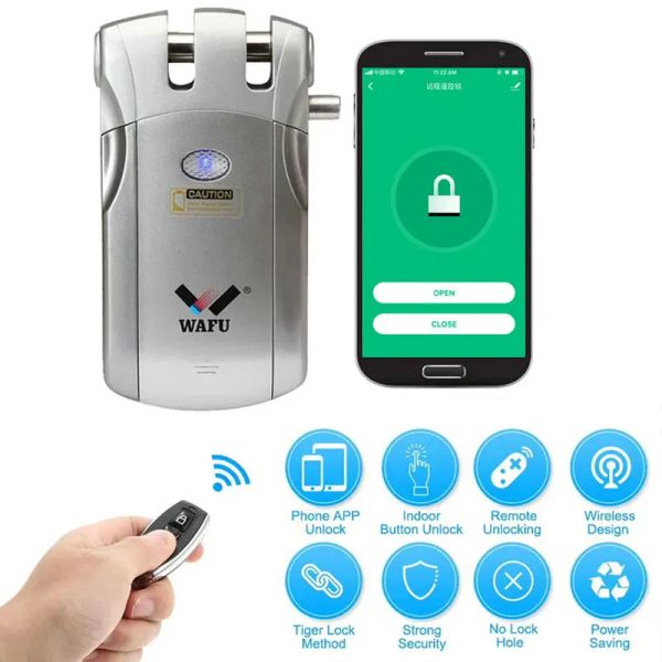 Blocca WAFU 018W WiFi Smart Door Lock Wireless Remote Control Lock Security Invisible Keyless Intelligent Lock App Android Sblocca