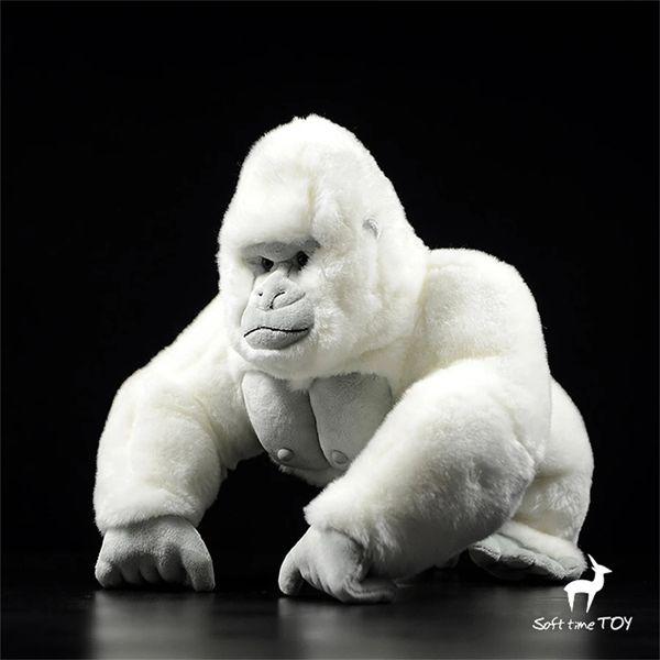 Albino Gorilla Anime fofo macio de pelúcia prata brinquedos de pelúcia de animais de vida