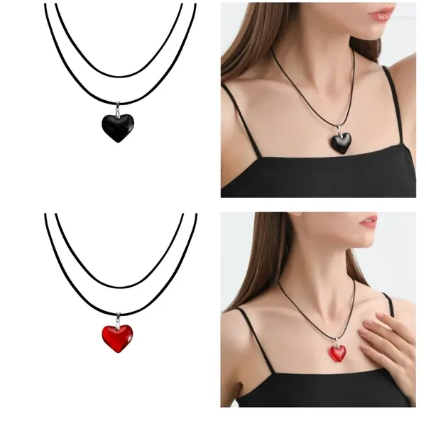 Colares pendentes Colar de mulheres da moda Blacks/Red/Transparent Love Golsa