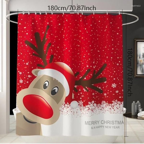 Душевые занавески рождественская занавеска из четырех водонепроницаемой и плесениной ванной комнаты Санта -Клауса