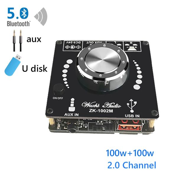 Amplificatore 100w+100w Bluetooth 5.0 Amplificier Board Digital Audio Power Classe D 20W ~ 200w Hifi Stereo 2.0 Canale Musica USB Scheda audio USB Amplifica