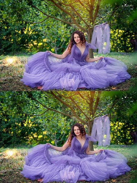 Abiti per feste J2805 Fashion Summer Purple A-Line Pleats Long Women Formale Evening Bridal Wedding Gowns