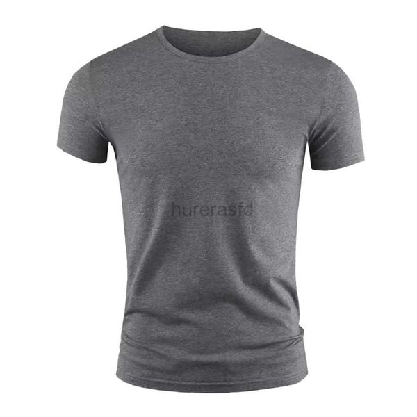 Magliette maschile maglietta maschile t-shirt a colori solidi a maniche corta maglietta estate in palestra casual palestra muscolare collo magro top con camicie maschi abbigliamento 2445