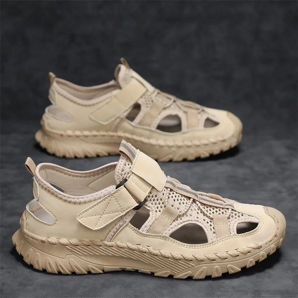 Cyytl Männer Schuhe Sandalen Sommer Beach atmungsaktives Wandern im Freien Leder Mode Designer Luxus flacher Fischer in der Nähe von Toe Sneakers 240328