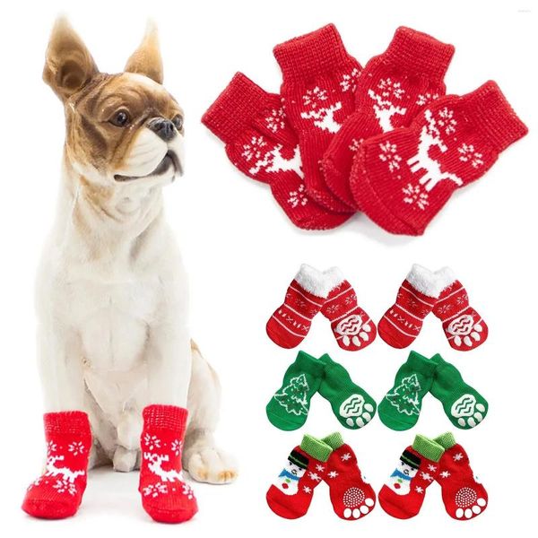 Hundekleidung Anti-Schlupf-Socken 4-teilige Innenräume mit Clip Welpenschutz