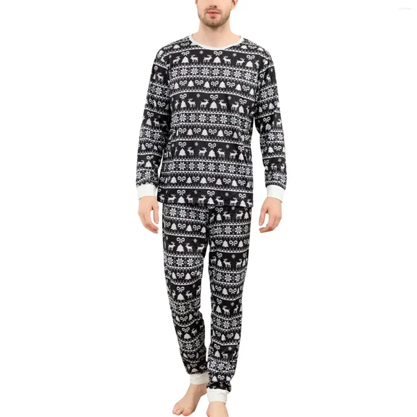 Heimkleidung Herren und Winter lässig locker locker langer passender Weihnachts -Pyjama für eine Familie mit 5 Plaid