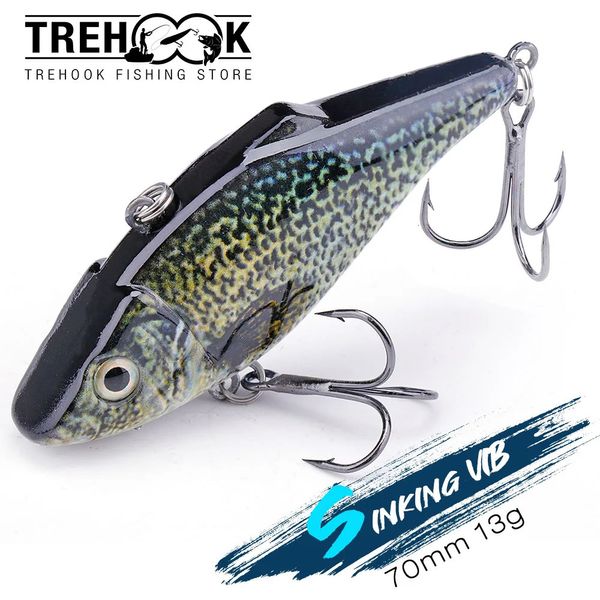 Trehook Catcling e Vib for Winter Fishing Tackle 70mm 13g Wobblers Sinking Pike Pike Vib Lures Crankbait 240401