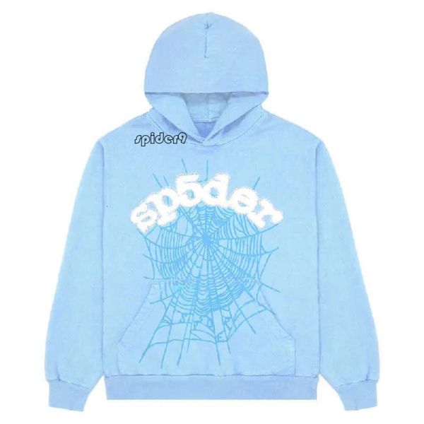 Spider Hoodie Kids Herren Hoodies New Sky Sp5der Frauen Frauen 1 Hip Hop Young Schläger Spider Hoodie World Wide 555555 Sweatshirts Druckpullover Hoody Hell Blau