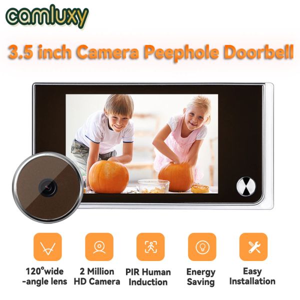 Campanello camluxy da 3,5 pollici da 3,5 pollici campanello di peopholo 120 gradi angolare spettatori per la porta della porta outdoor gatto occhio visivo campanello digitale digitale