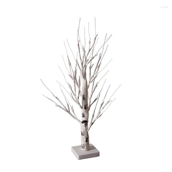 Figurine decorative tavolo albero bianco con luci a LED calde califta batteria a batteria illuminata