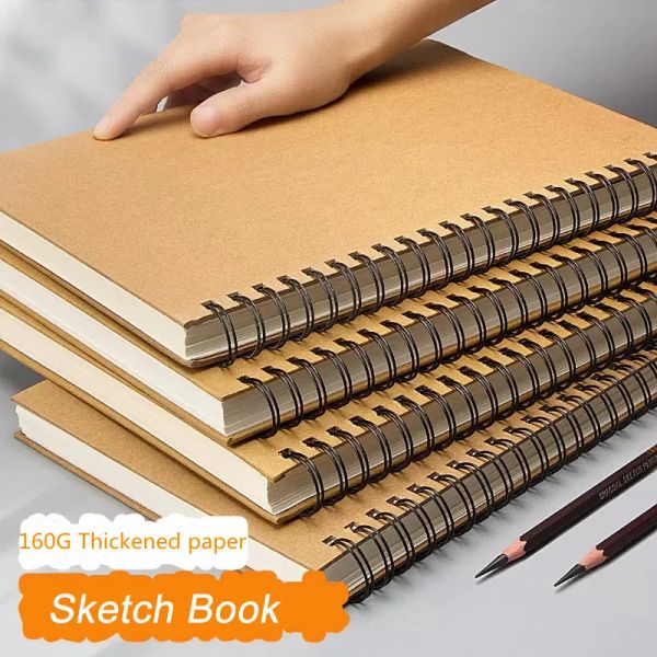 Sketchbooks Professional SketchBook grossa de papel espiral de papel spiral school de suprimentos para desenho a lápis no bloco de papelaria