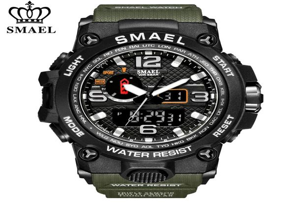 Smael Brand Men Sports Watchs Dual display Digital LED digitale Digital Electronic Quartz orologi da polso impermeabile al polso militare W7810468