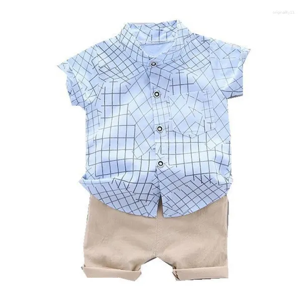 Bekleidungssets Sommer Babykleidung Anzug Kinder Casual Plaid Shirt Shorts 2pcs/Sets Säugling Outfits Kleinkind Kostüm Kinder Trailsuiten