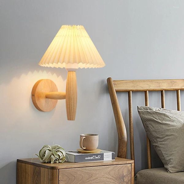 Lampada a parete camera da letto in legno in legno e27 lampadine luci di casa con le lampade decorazioni del corridoio in legno